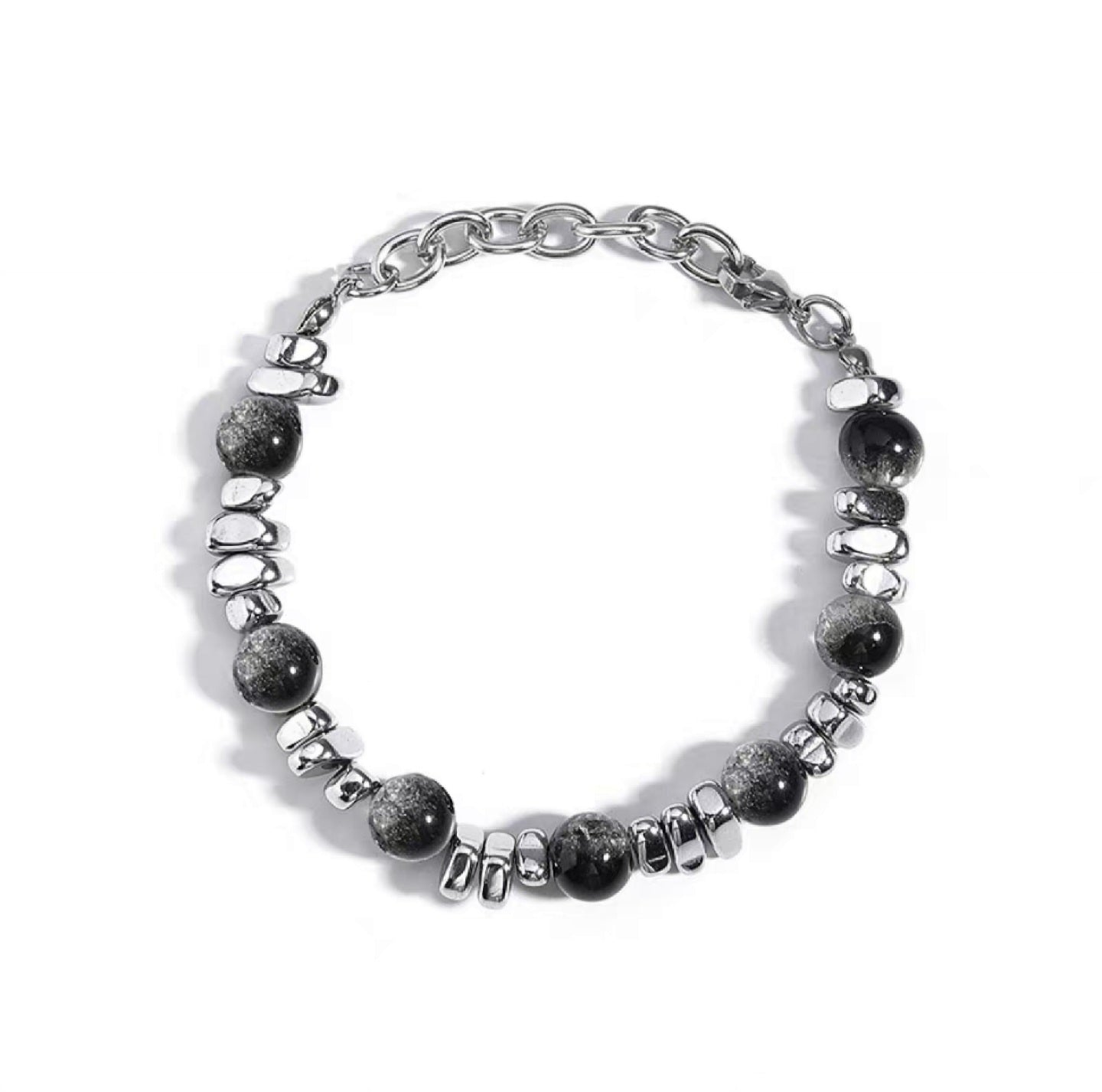 Woman's crystal beads & titanium steel beads bracelet